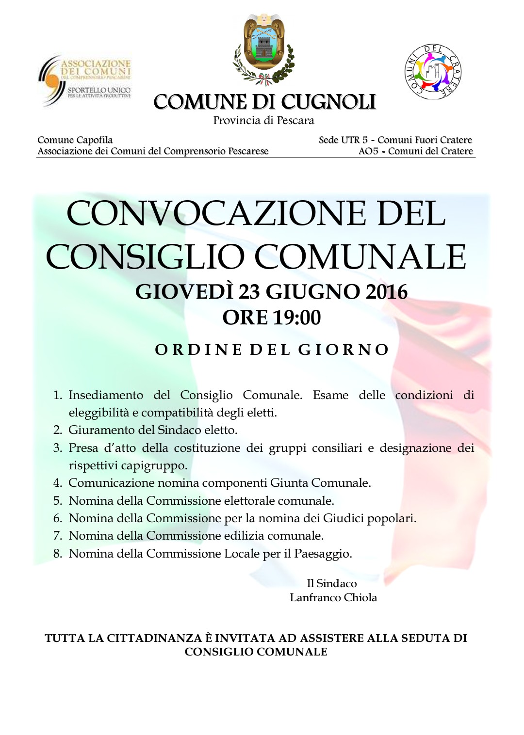 Consiglio Comunale 23 giugno 2016